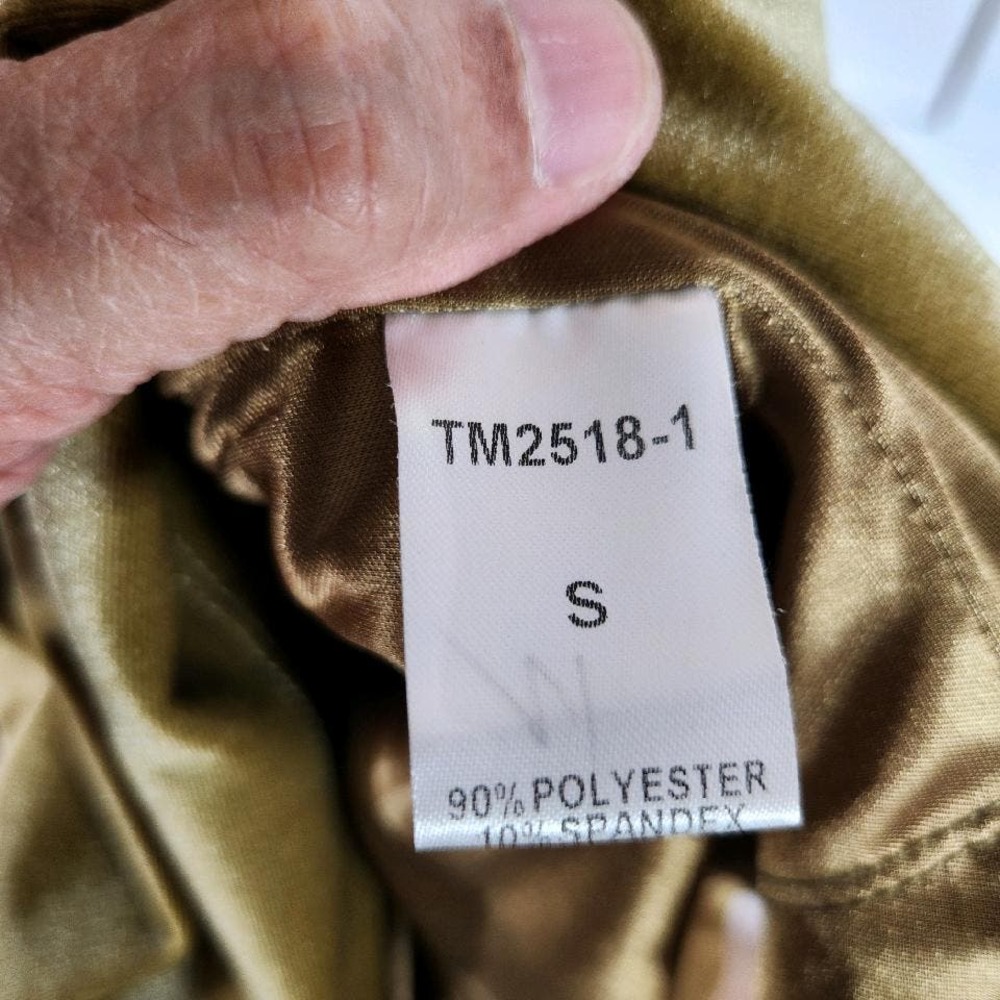 THML Womens Small Velvet‎ Chartreuse Gold Velvet Cocktail Dress - Picture 12 of 13